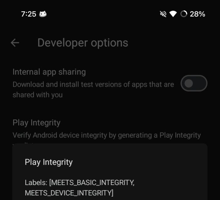 basic and device integrity (play store)